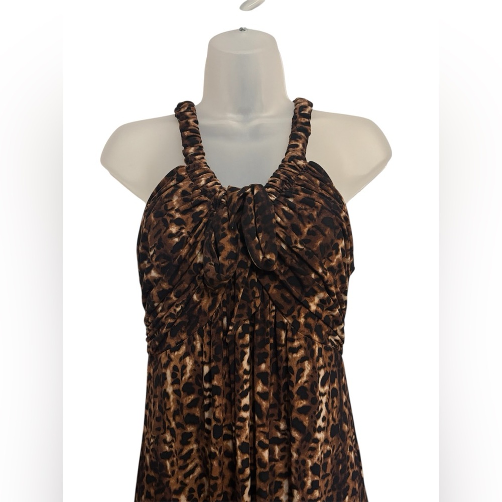 Calvin Klein Brown and Gold Sequin Halter Maxi Dress